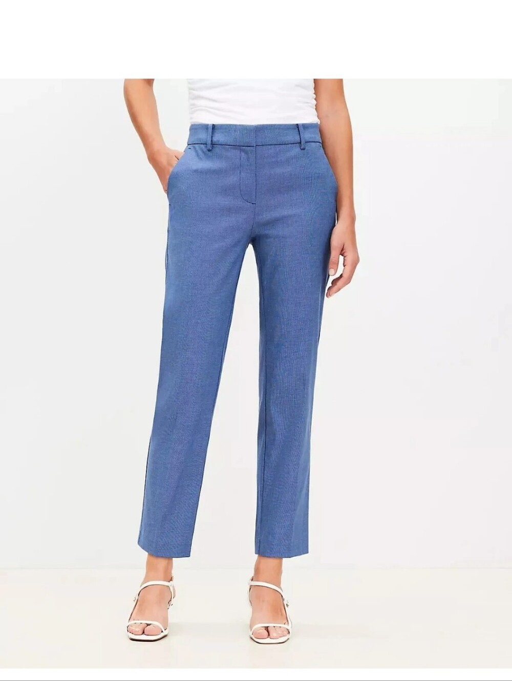LOFT Cropped Straight-Leg Ankle Pants in Blue